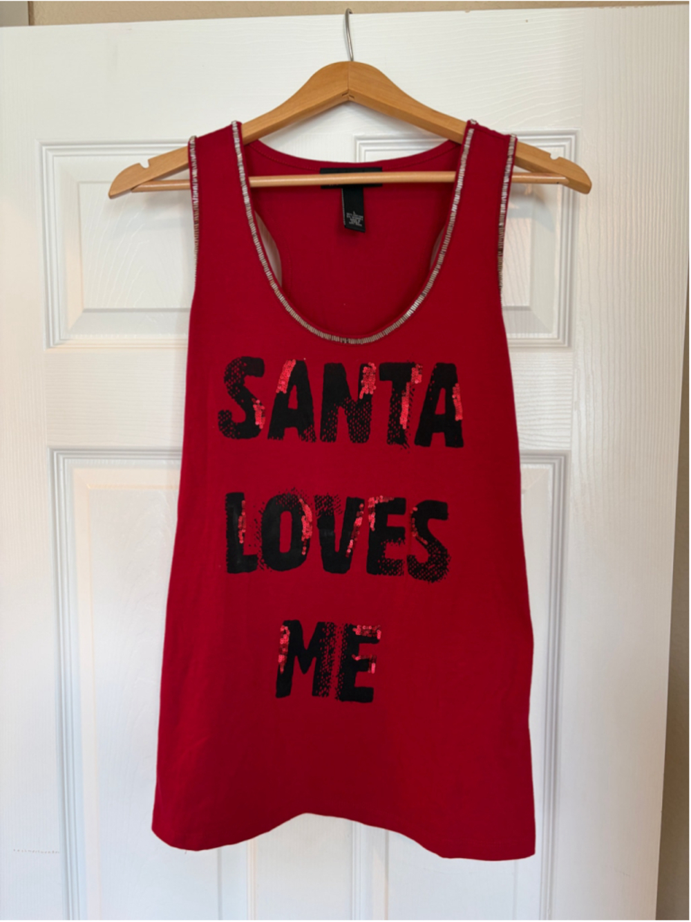 NWT INC International Concepts Santa Loves Me Sequin Holiday Tank Top Large N9
